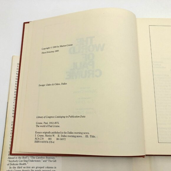 The World Of Paul Crume SMU Press Marion Crume HBDC 3rd Print 1981 - Picture 7 of 10